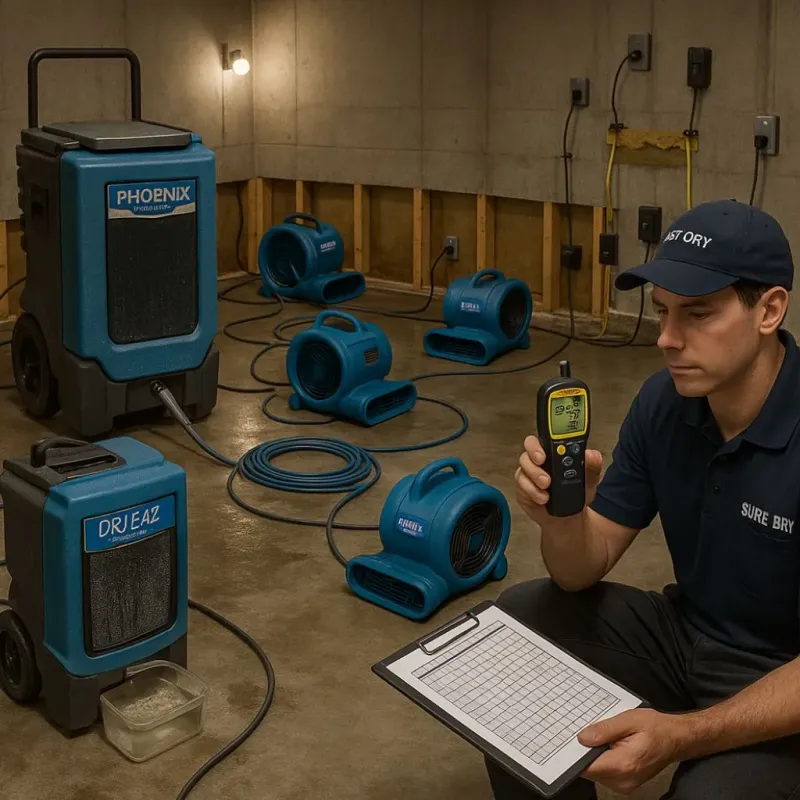 Structural Drying and Dehumidification process in Andrews County, TX